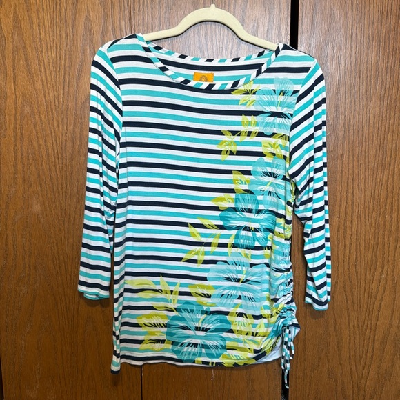 Ruby Rd. ¾ Sleeve Striped Top - Picture 1 of 4
